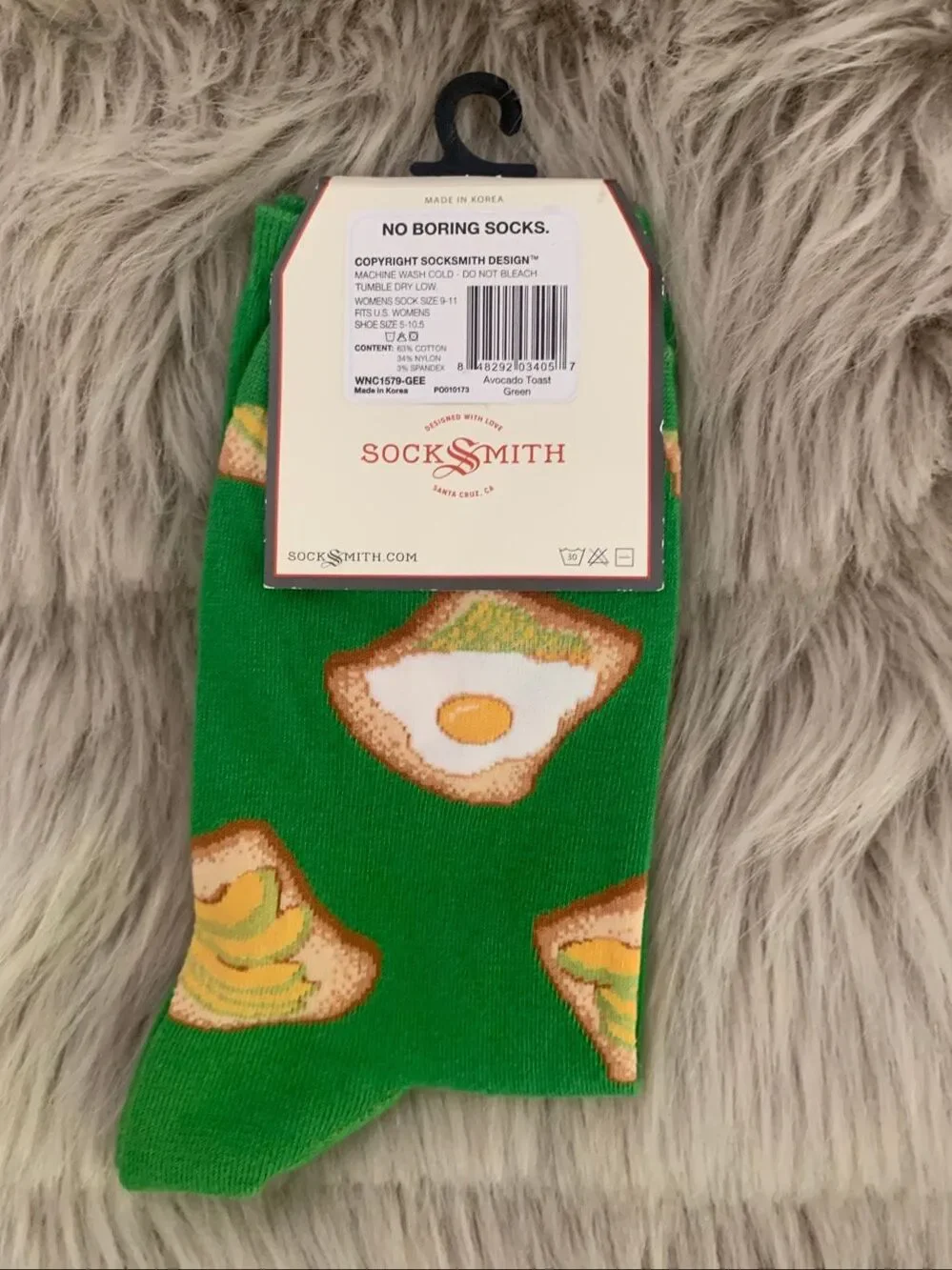 NWT SockSmith Toast Print Womens Crew Socks